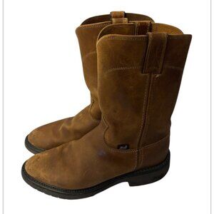 Justin Men’s Brown Leather Boots Western Farm Rodeo Ranch Style 4760 Size 9.5D